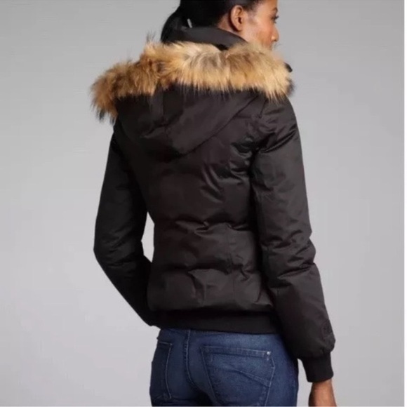 Soia & Kyo Yohann Down Insulated Bomber Black Real Fur Size Large - Picture 2 of 16